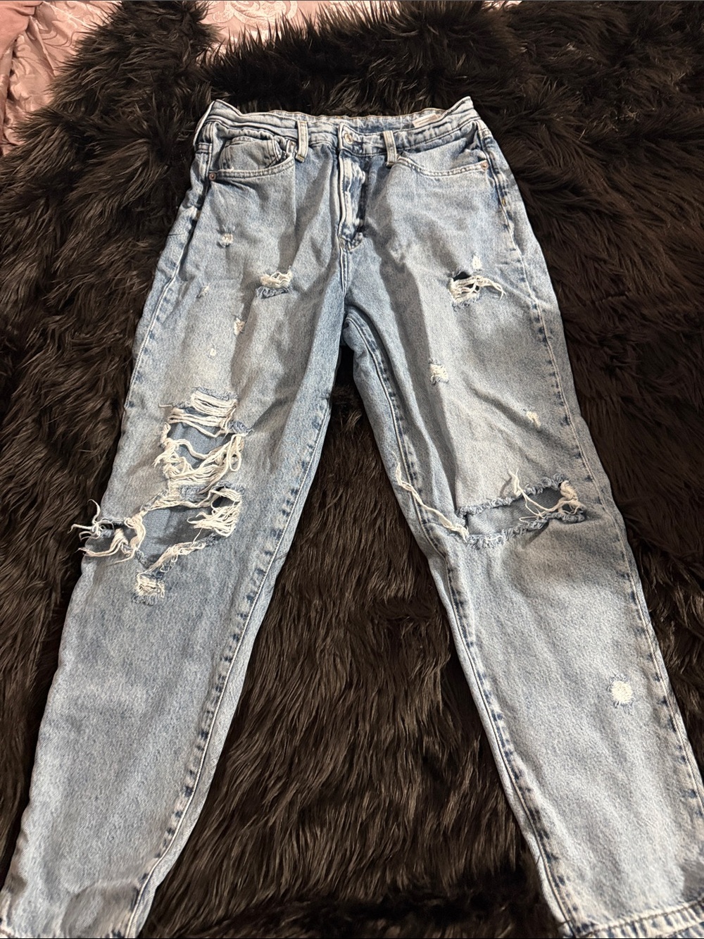 H&M Light Blue Distressed Boyfriend Jeans